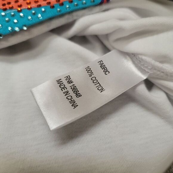 Space Jam Mens White Bunny Rhinestone Short Sleeve Crew Neck T Shirt Size Large - Picture 5 of 8